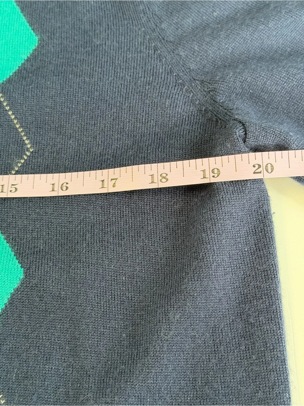 Apt. 9 Men’s Merino Wool Blend V-Neck Argyle Sweater Navy Blue Teal Gray M